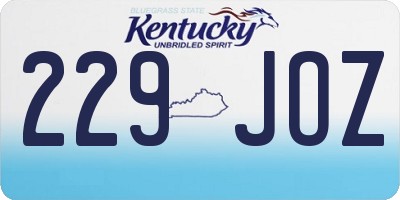 KY license plate 229JOZ