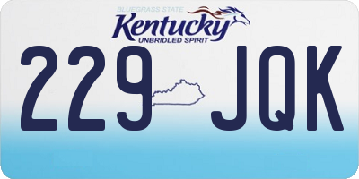 KY license plate 229JQK
