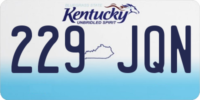 KY license plate 229JQN