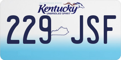 KY license plate 229JSF