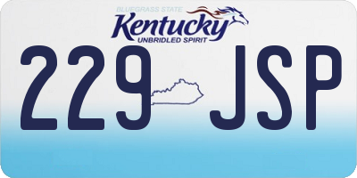 KY license plate 229JSP