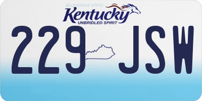 KY license plate 229JSW