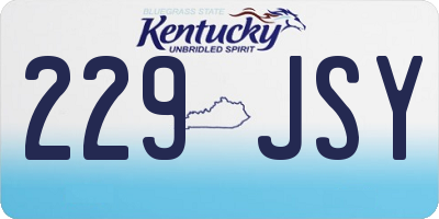 KY license plate 229JSY