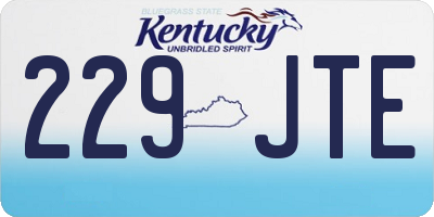 KY license plate 229JTE