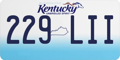 KY license plate 229LII