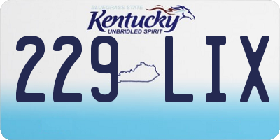 KY license plate 229LIX