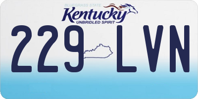 KY license plate 229LVN