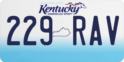 KY license plate 229RAV