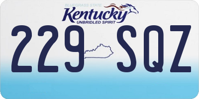 KY license plate 229SQZ