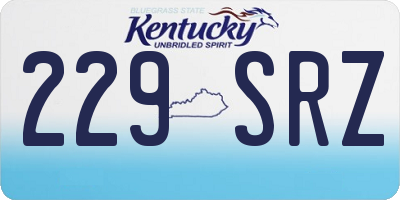 KY license plate 229SRZ