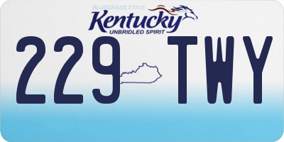 KY license plate 229TWY