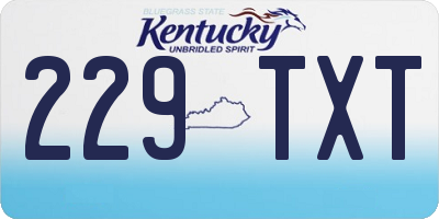 KY license plate 229TXT