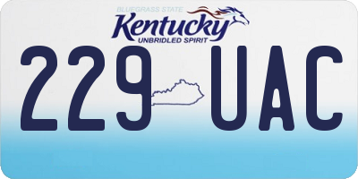 KY license plate 229UAC
