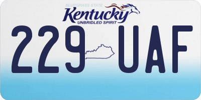KY license plate 229UAF