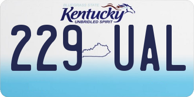 KY license plate 229UAL