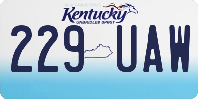 KY license plate 229UAW