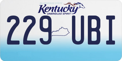 KY license plate 229UBI