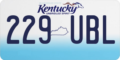 KY license plate 229UBL