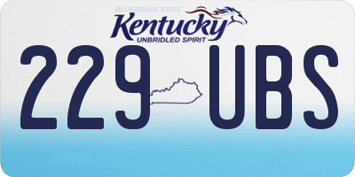 KY license plate 229UBS