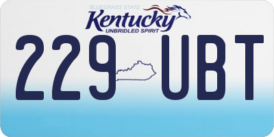 KY license plate 229UBT
