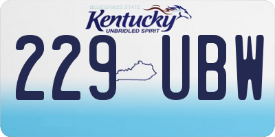 KY license plate 229UBW