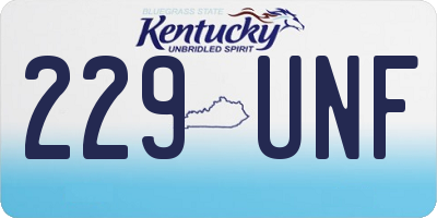 KY license plate 229UNF