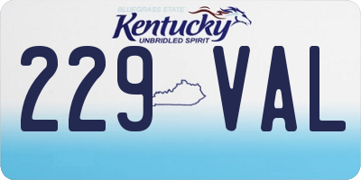 KY license plate 229VAL