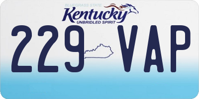 KY license plate 229VAP