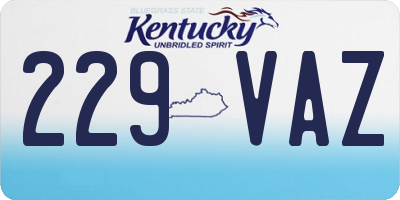 KY license plate 229VAZ