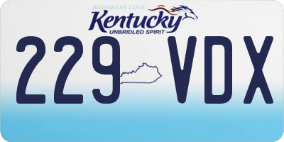 KY license plate 229VDX