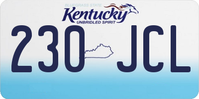 KY license plate 230JCL