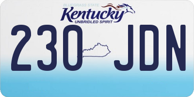 KY license plate 230JDN