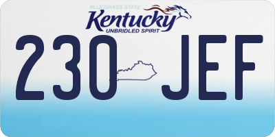 KY license plate 230JEF