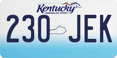 KY license plate 230JEK
