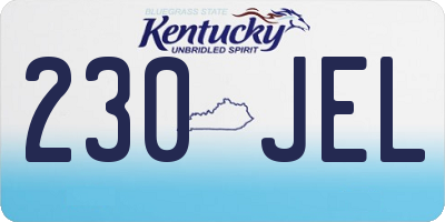 KY license plate 230JEL