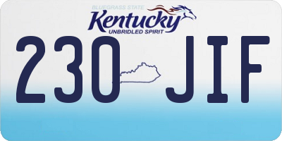 KY license plate 230JIF