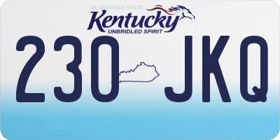 KY license plate 230JKQ