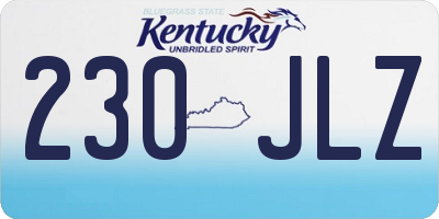 KY license plate 230JLZ
