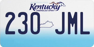 KY license plate 230JML