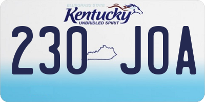 KY license plate 230JOA