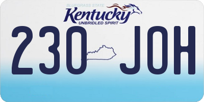 KY license plate 230JOH