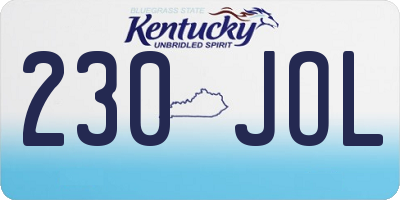 KY license plate 230JOL