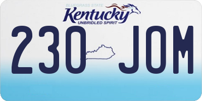 KY license plate 230JOM
