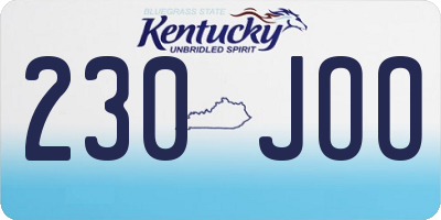 KY license plate 230JOO