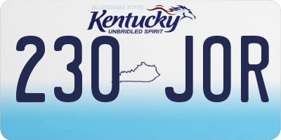 KY license plate 230JOR