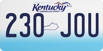 KY license plate 230JOU