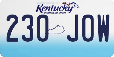 KY license plate 230JOW
