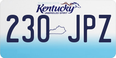 KY license plate 230JPZ