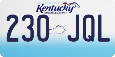KY license plate 230JQL