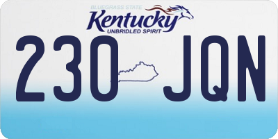 KY license plate 230JQN